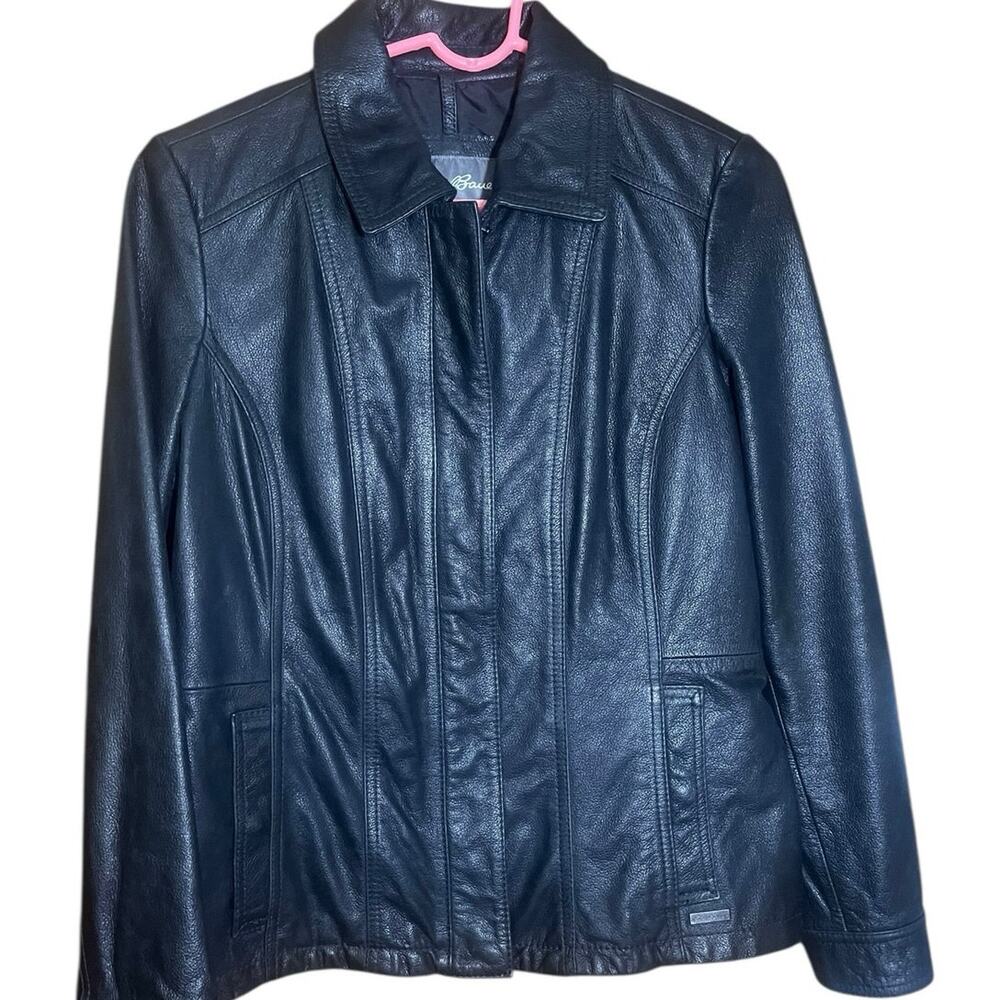 Vintage Eddie Bauer Black Leather Jacket Petite Medium